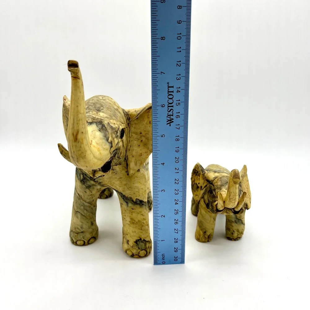 Vintage Crushed Oyster Shell Elephant‎ Figurines Mother and Baby - Home Decor - Picture 3 of 11